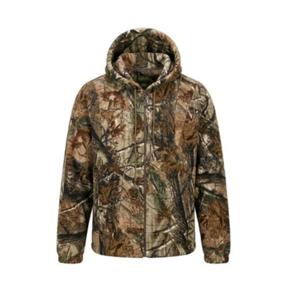 Cabela's Jacket Mens XL Brown Camo Fleece Hooded Full Zip Hunting Outdoor Warm